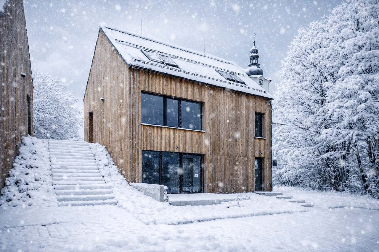 Apartmány U kostela v zimě