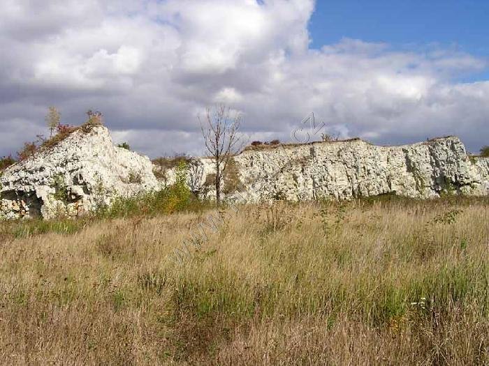 křídový lom se zkamenělinami