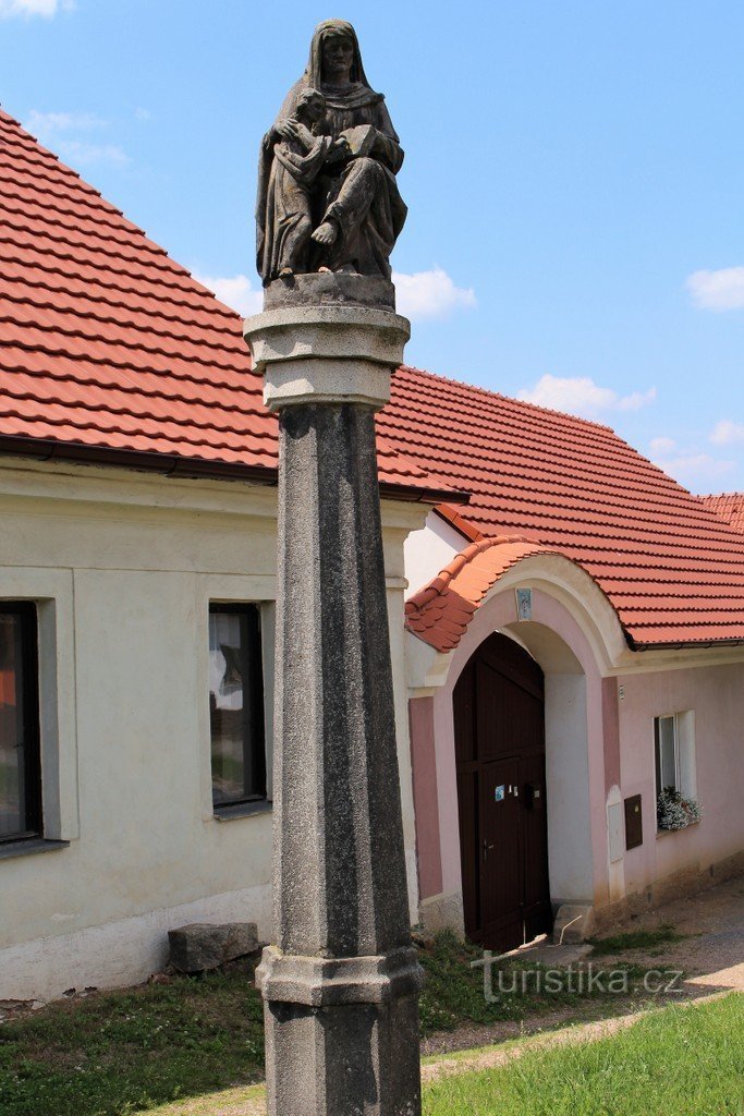 Merklín, sloup se sochou sv. Anny