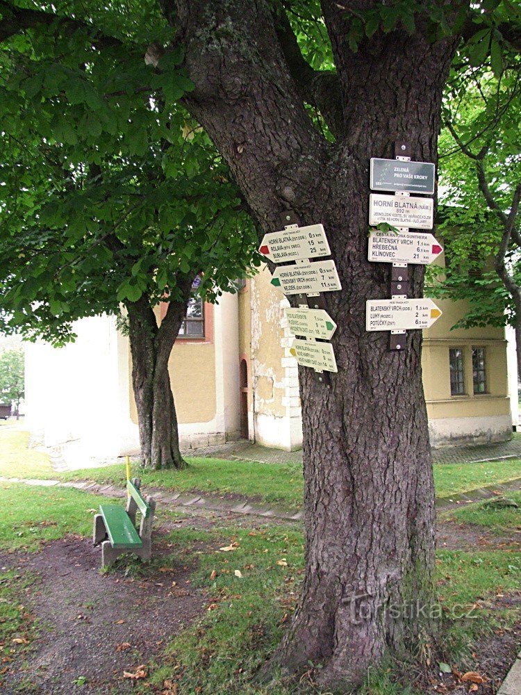 Rozcestník Horní Blatná - náměstí