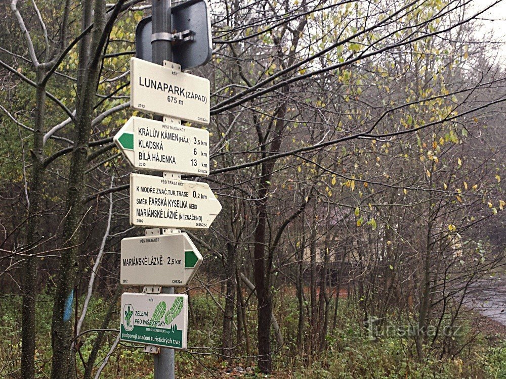 Rozcestník Lunapark - západ