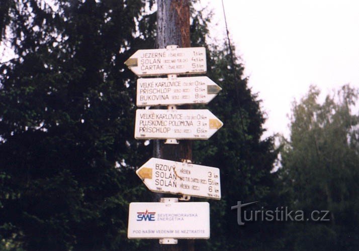 Rozcestník ve vesnici