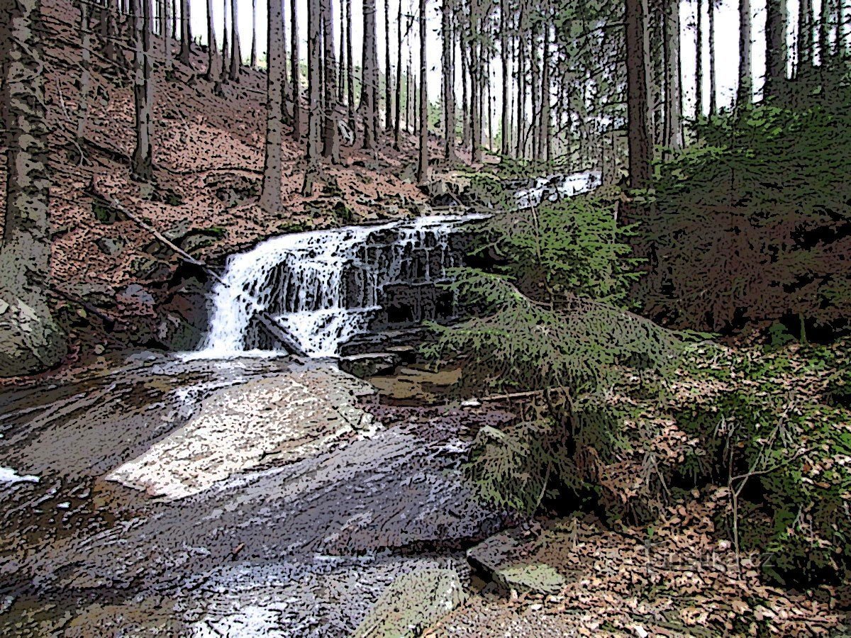 Vodopády Jeseníků s kaskádami na potoce Hučava